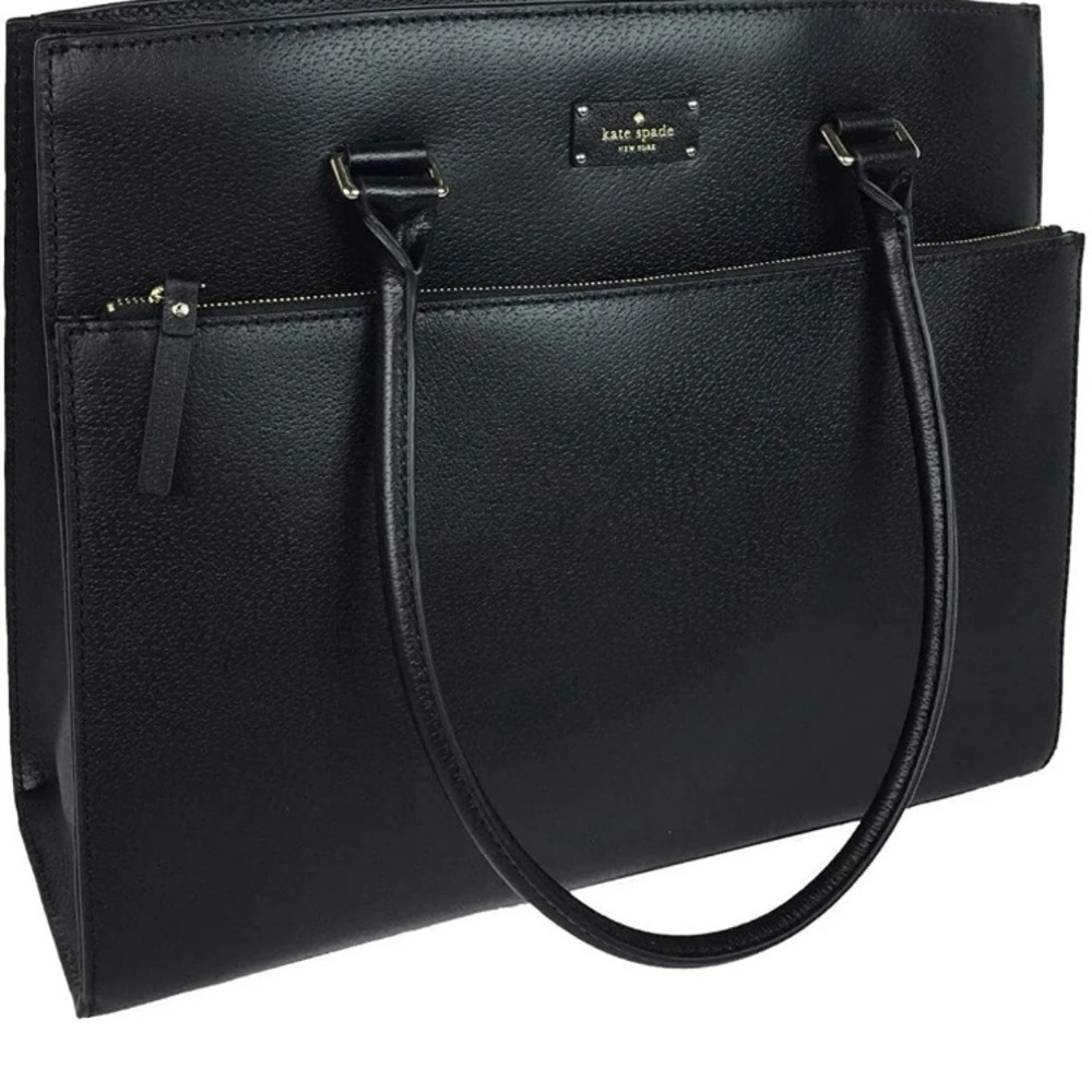 KATE SPADE ♠️ Maeve Grove Street Tote Handbag Pebbled Black Leather